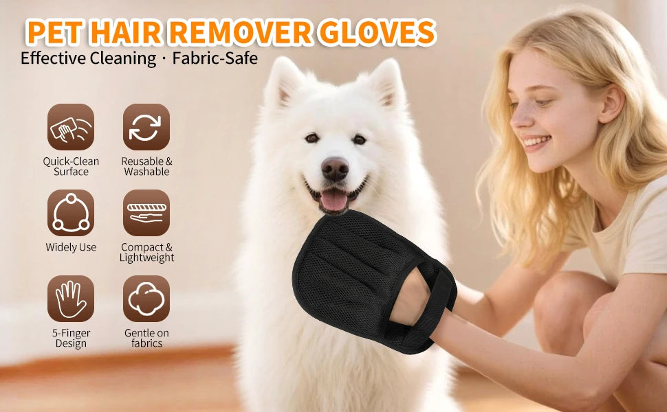 Pet Hair Removal Glove – 5-Finger Grooming & Deshedding for Cats & Dogs