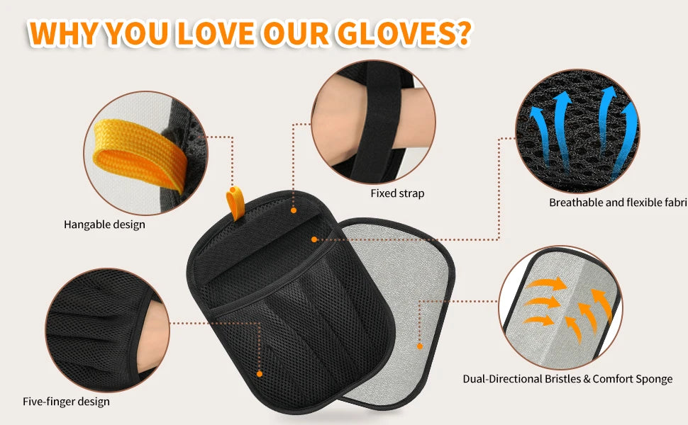 Pet Hair Removal Glove – 5-Finger Grooming & Deshedding for Cats & Dogs