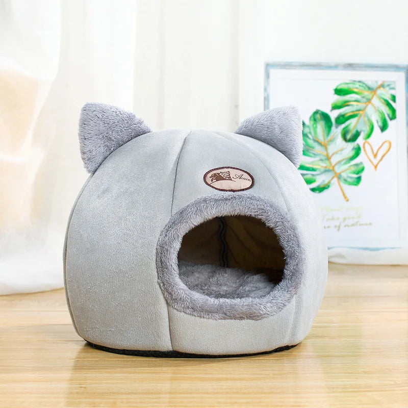 Cozy Winter Cat Bed – Deep Sleep Cave Nest for Pets