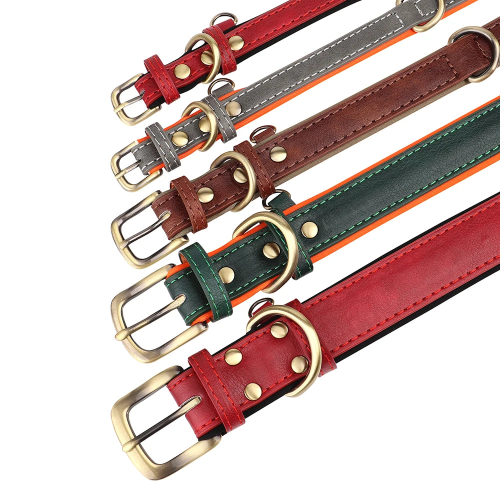Personalized Dog Collar – Custom Engraved PU Leather with ID Name plate