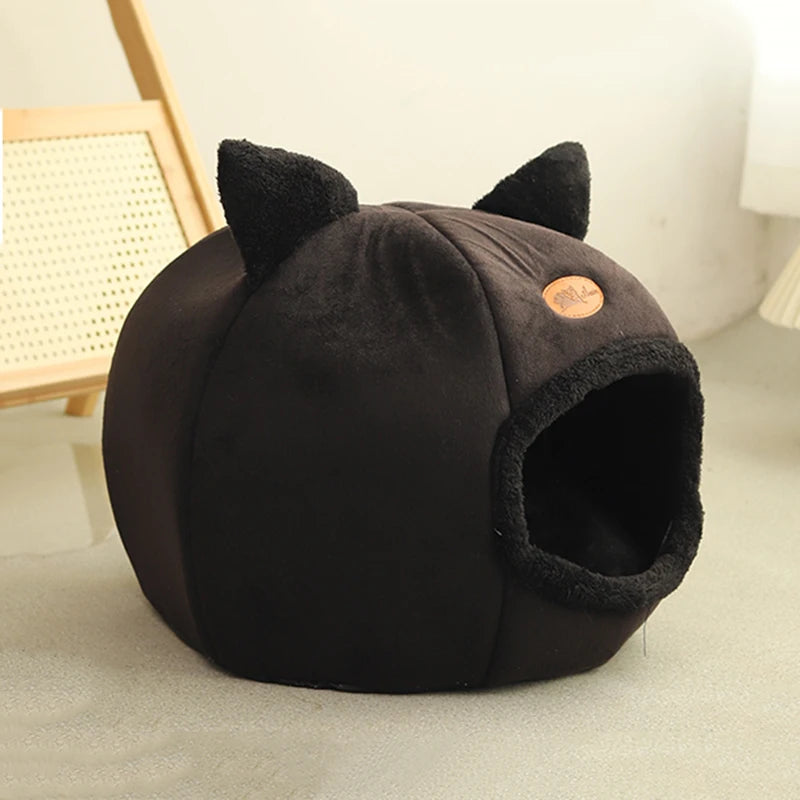 Cozy Winter Cat Bed – Deep Sleep Cave Nest for Pets