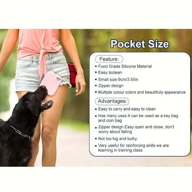 Portable Silicone Dog Treat Pouch – Leak-Proof Training Bag