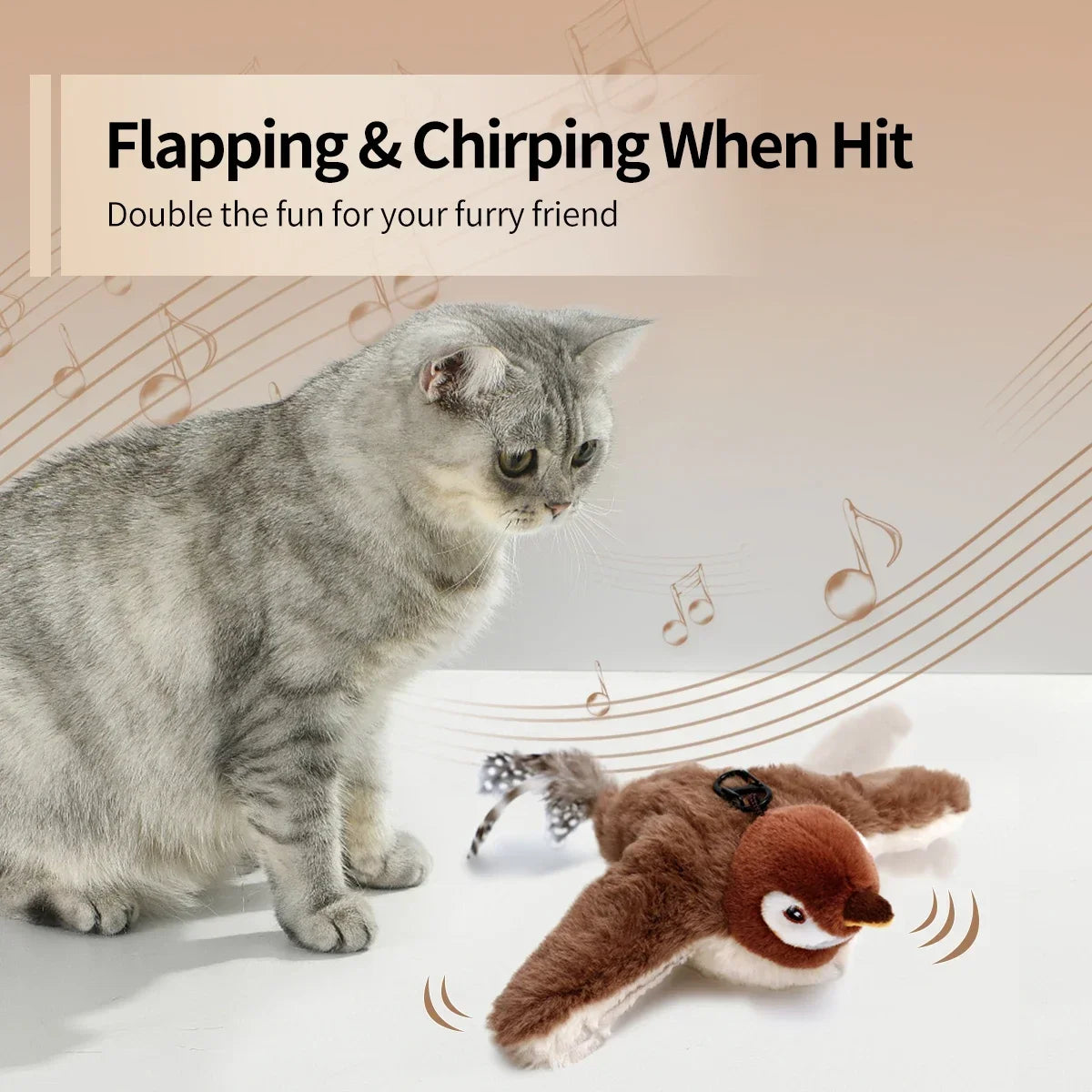 Flapping Bird Cat Toy – Interactive Plush with Realistic Sound & Catnip