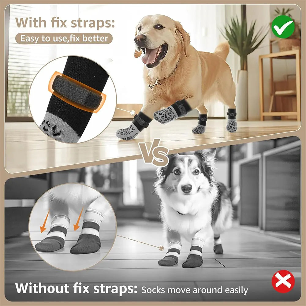4-Pack Anti-Slip Dog Socks – Paw Protection with Strong Grip