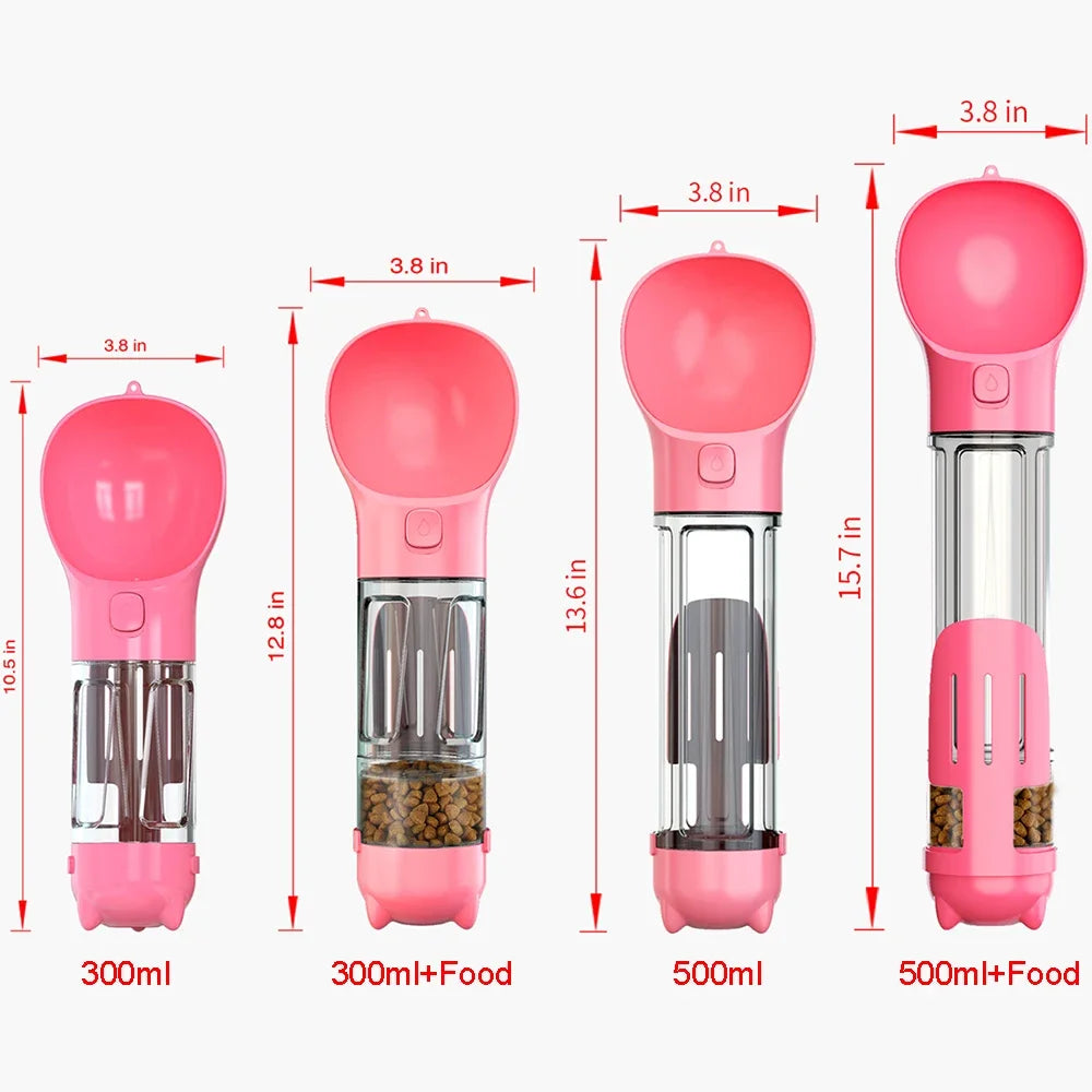 Leak-Proof Portable Pet Travel Bottle – Water, Food & Poop Bag Holder