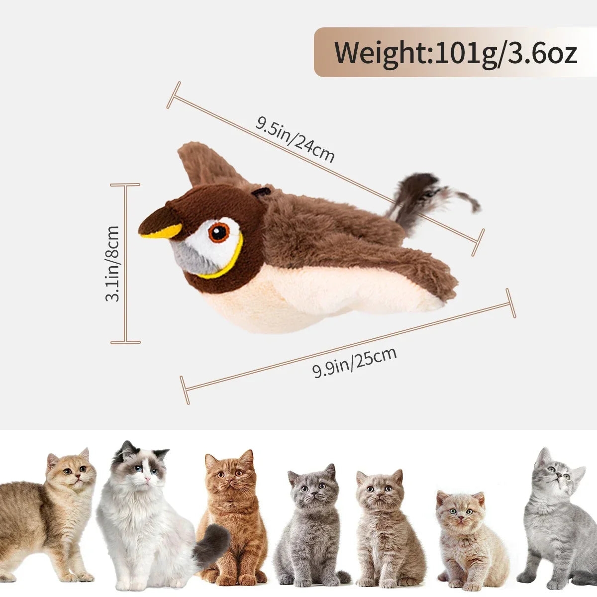 Flapping Bird Cat Toy – Interactive Plush with Realistic Sound & Catnip