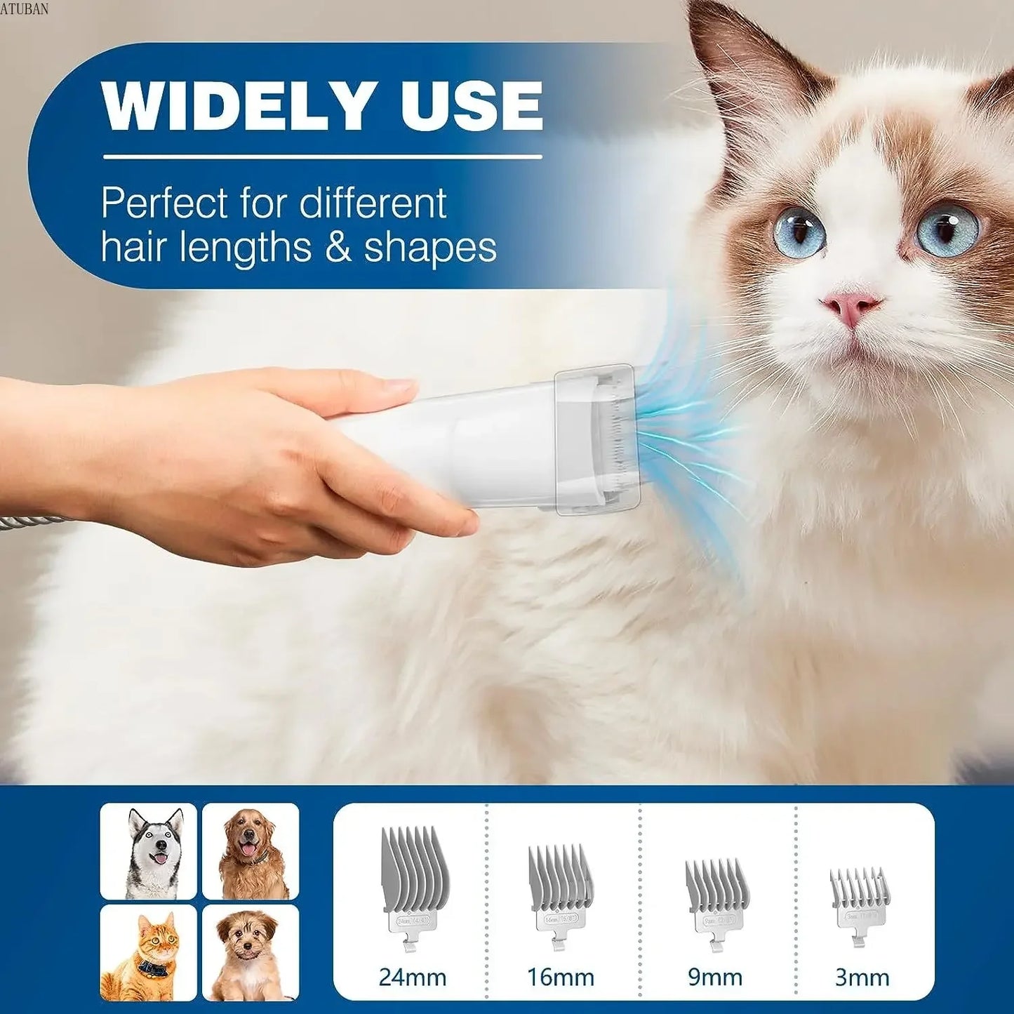 Pet Grooming Vacuum Kit – Reduce Shedding, Collect Hair, Keep Home Clean