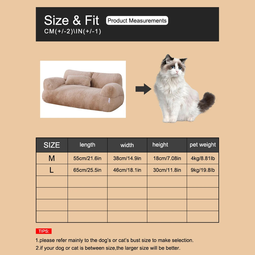 Soft Pet Couch – Washable Sofa Bed for Cats & Dogs