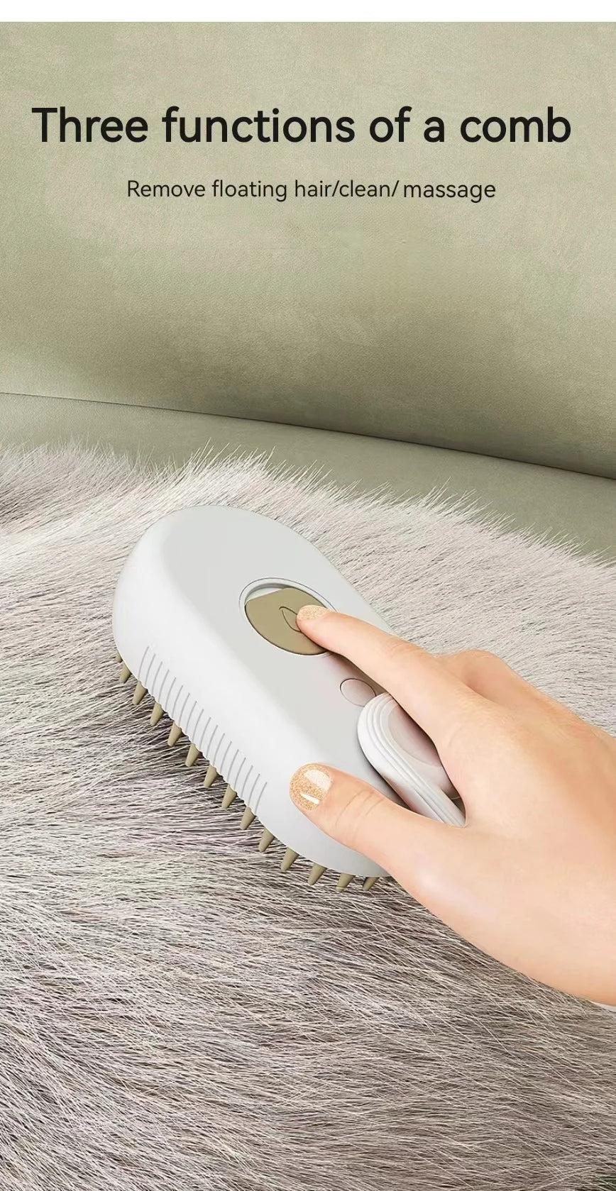 Pet Steam Brush – 3-in-1 Hair Removal, Massage & Anti-Static Comb