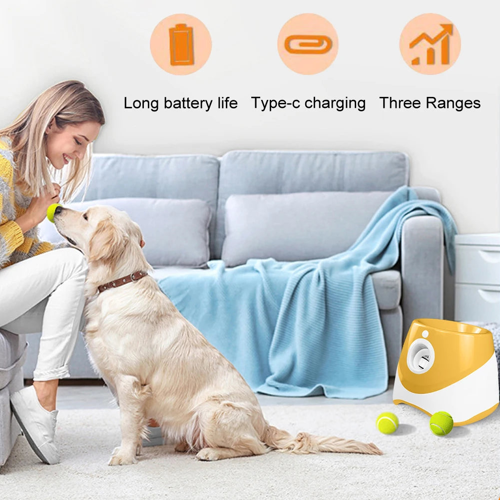 Automatic Dog Tennis Ball Launcher – Rechargeable Interactive Toy