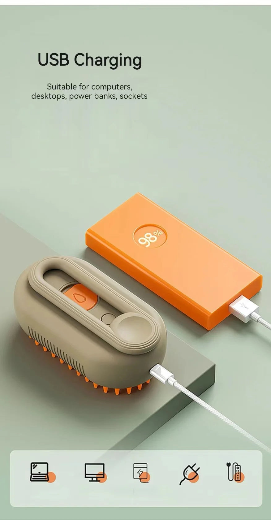 Pet Steam Brush – 3-in-1 Hair Removal, Massage & Anti-Static Comb