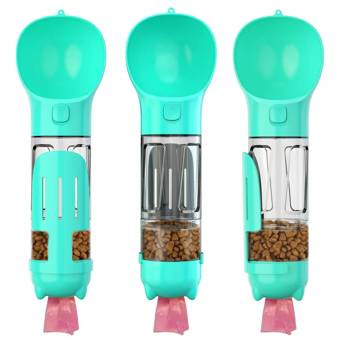 Leak-Proof Portable Pet Travel Bottle – Water, Food & Poop Bag Holder