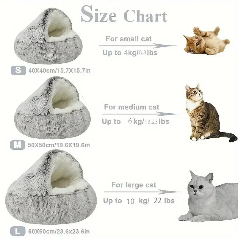 Winter Plush Cat Bed – Round Cozy Cushion for Small Cats
