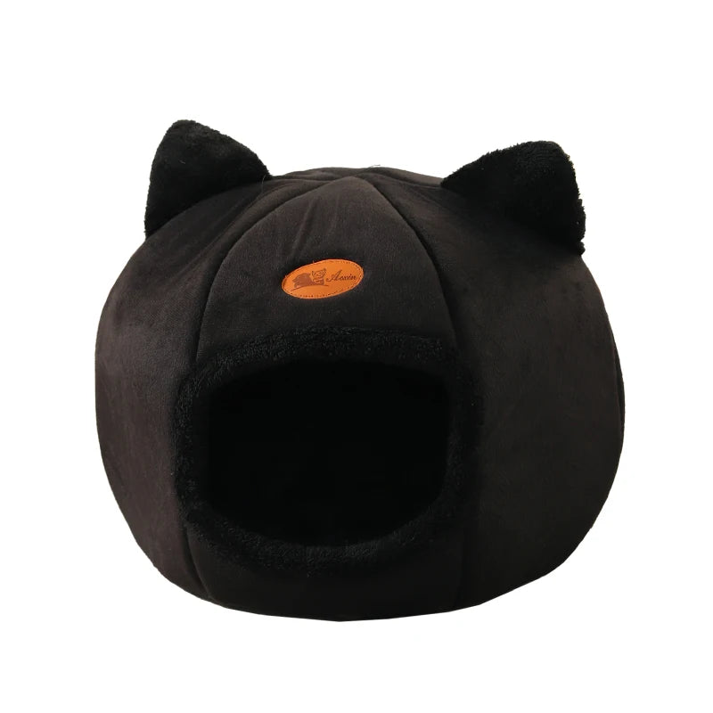 Cozy Winter Cat Bed – Deep Sleep Cave Nest for Pets