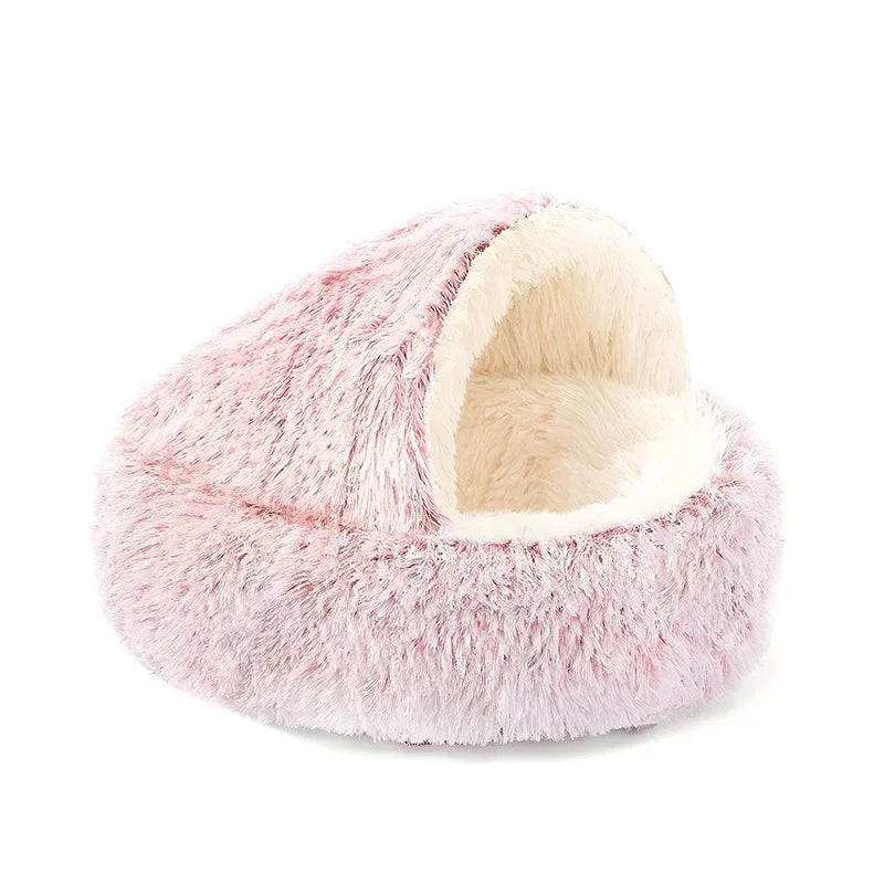 Winter Plush Cat Bed – Round Cozy Cushion for Small Cats