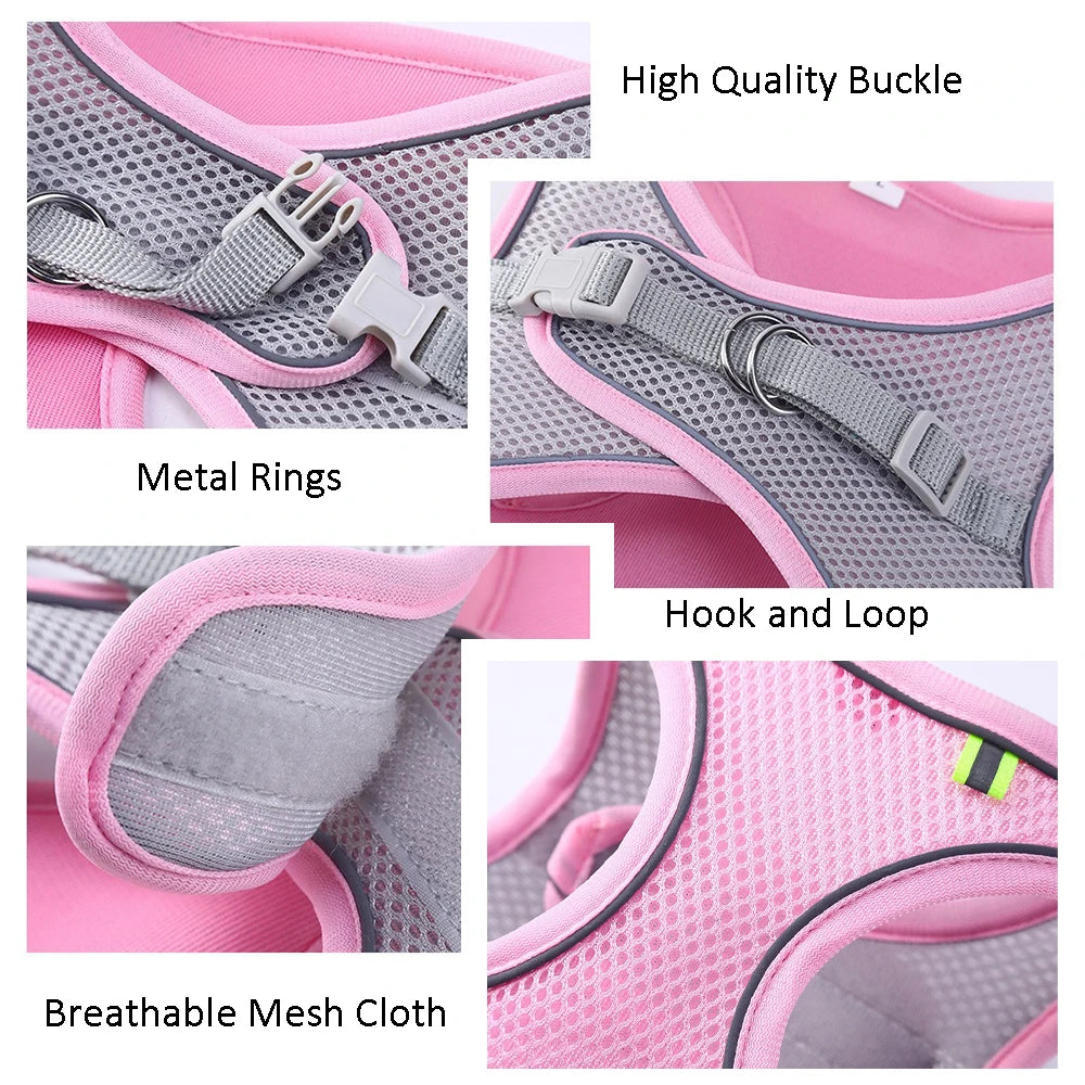 Reflective Pet Harness & Leash Set – Adjustable, Breathable for Cats & Dogs