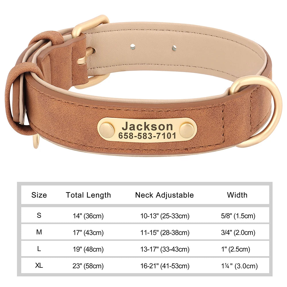 Personalized Dog Collar – Custom Engraved PU Leather with ID Name plate