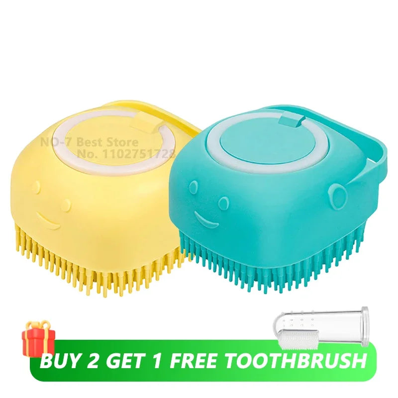 Dog & Cat Bath Brush – Shampoo Dispenser + Massage Bristles