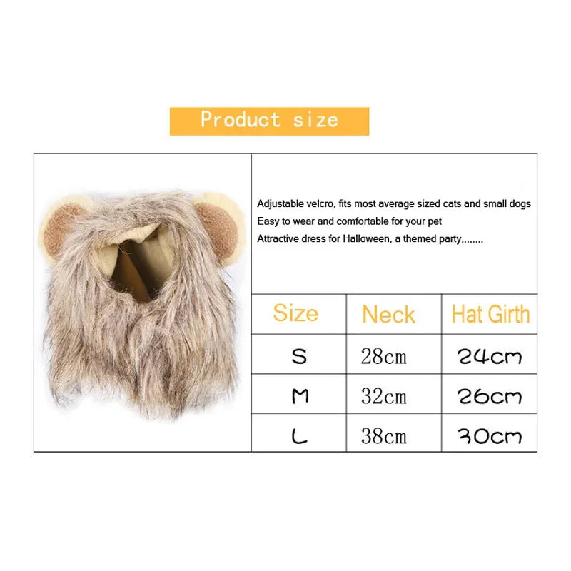 Pet Lion Wig Cap Costume