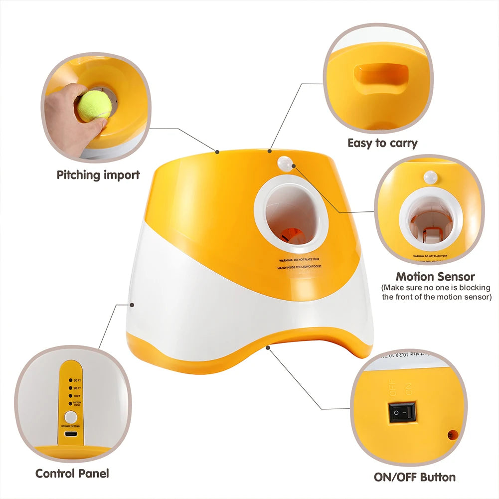 Automatic Dog Tennis Ball Launcher – Rechargeable Interactive Toy