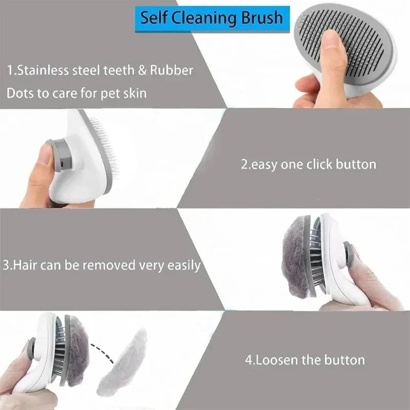 Pet Grooming Brush – Easy Clean Comb for Dogs & Cats