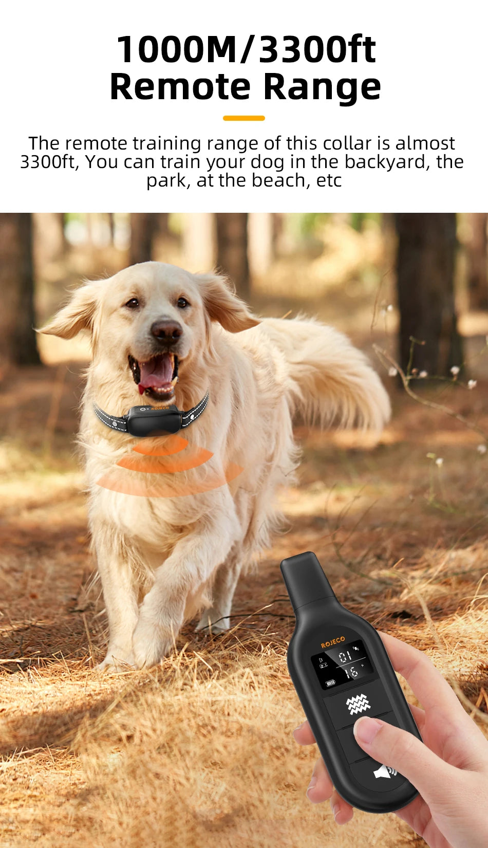 Dog Training Collar – Rechargeable Remote Control & IPX7 Waterproof