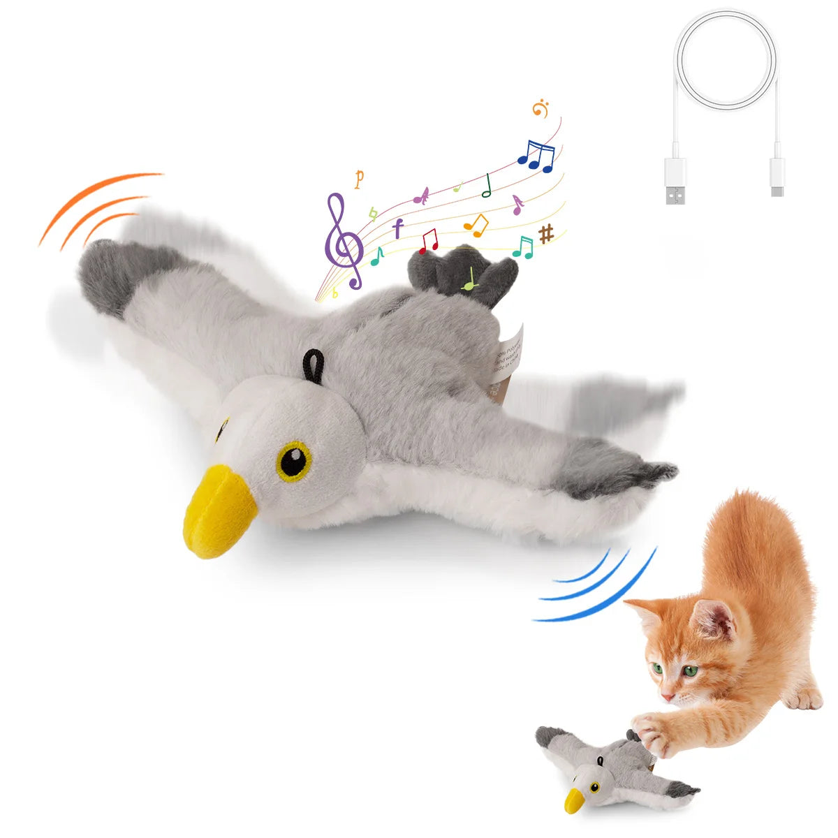 Flapping Bird Cat Toy – Interactive Plush with Realistic Sound & Catnip