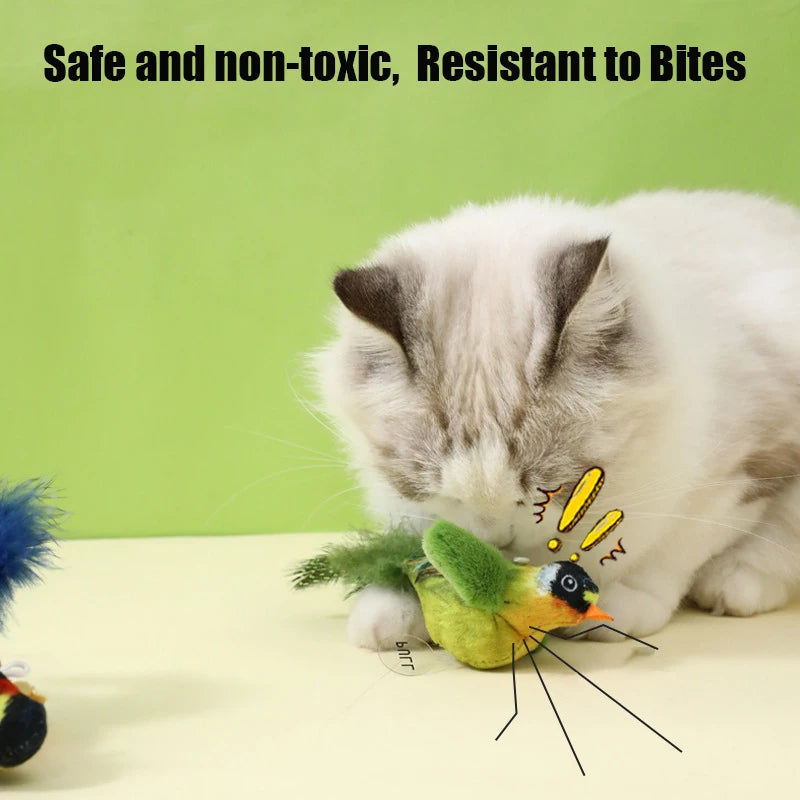 Interactive Cat Toy – Plush Bird with Realistic Sound & Catnip