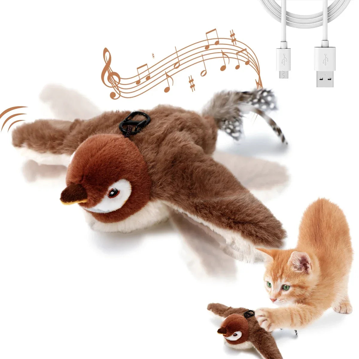 Flapping Bird Cat Toy – Interactive Plush with Realistic Sound & Catnip