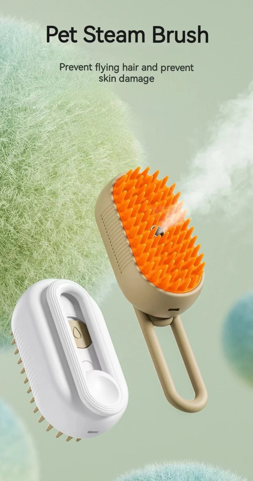 Pet Steam Brush – 3-in-1 Hair Removal, Massage & Anti-Static Comb