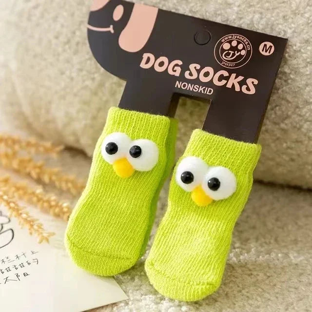 4-Pack Cute Pet Socks – Anti-Slip Paw Protectors for Small Dogs & Cats