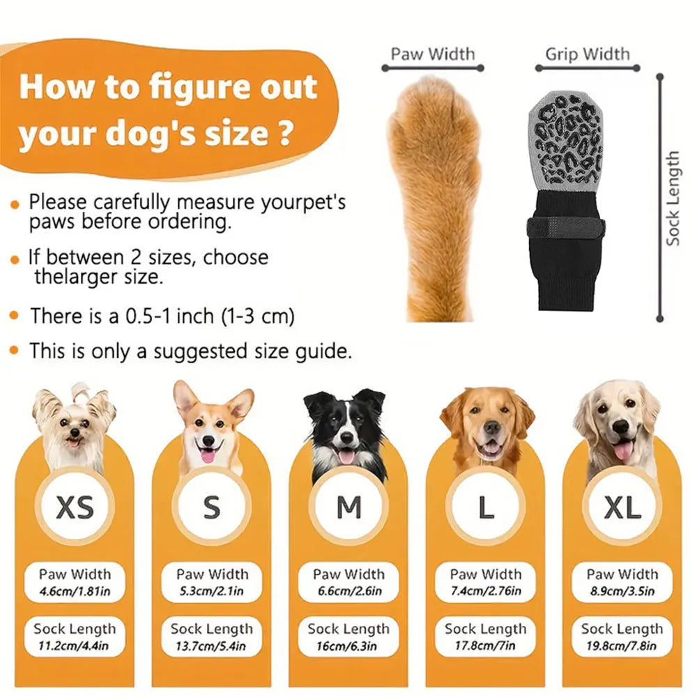 4-Pack Anti-Slip Dog Socks – Paw Protection with Strong Grip