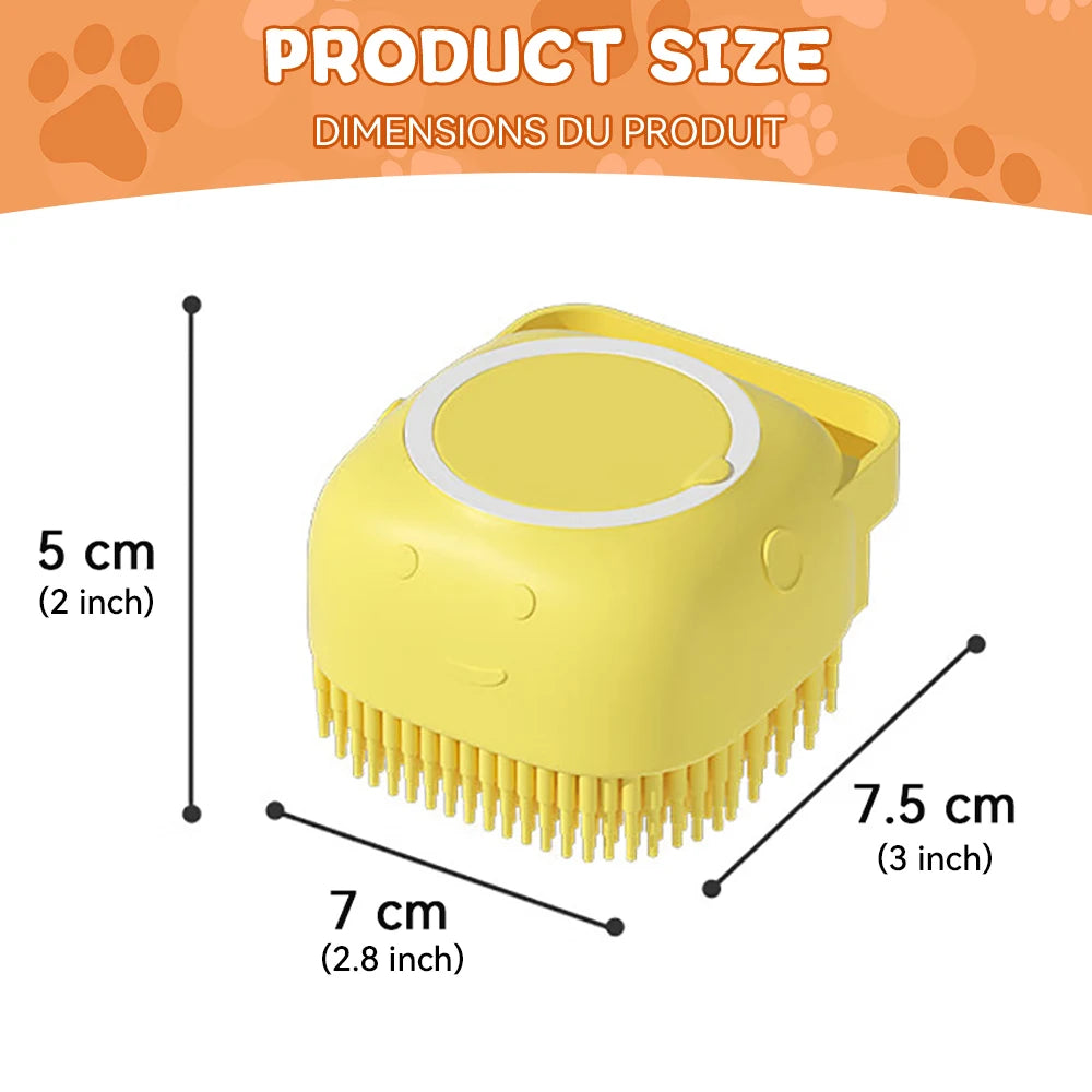 Dog & Cat Bath Brush – Shampoo Dispenser + Massage Bristles