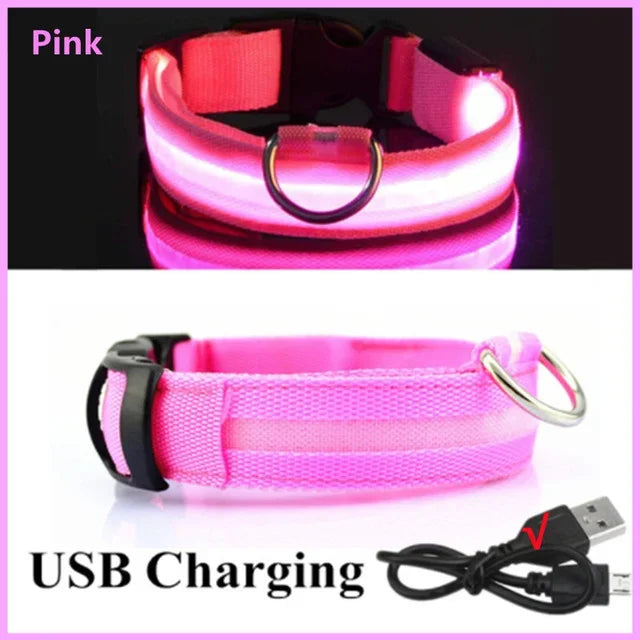 LED Dog Collar – Adjustable Rechargeable Glowing Night Safety Collar