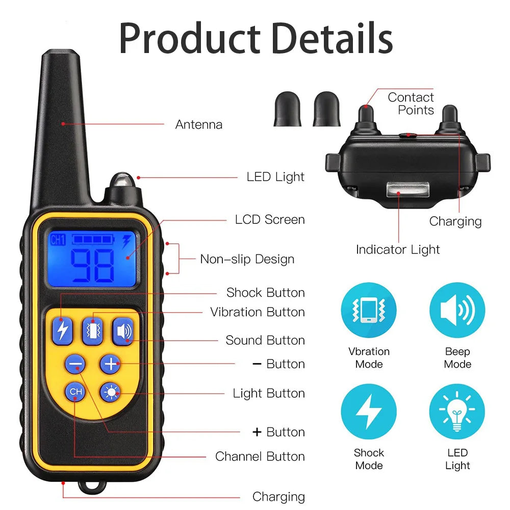 Rechargeable Dog Training Collar – Waterproof with Remote Control