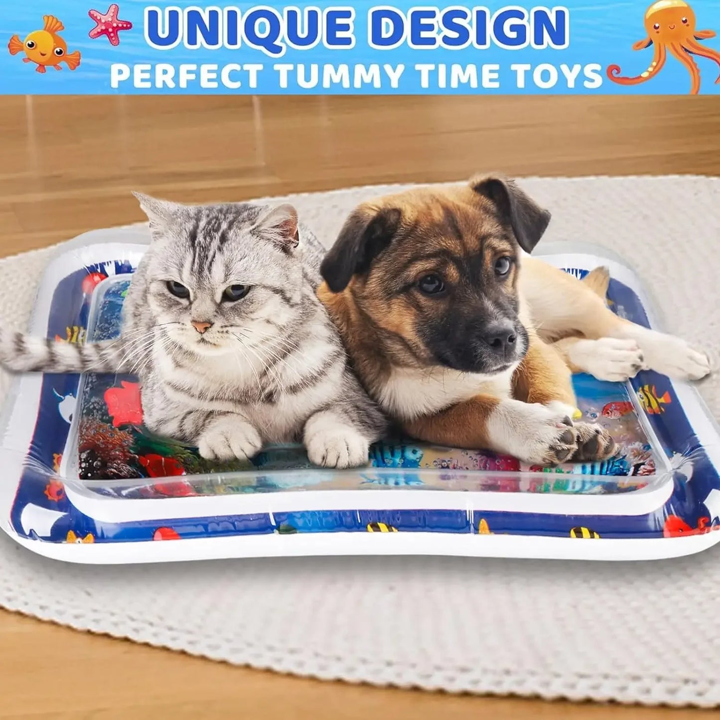 Pet Water Play Mat – Thickened Inflatable Sensory Mat with Fish Design