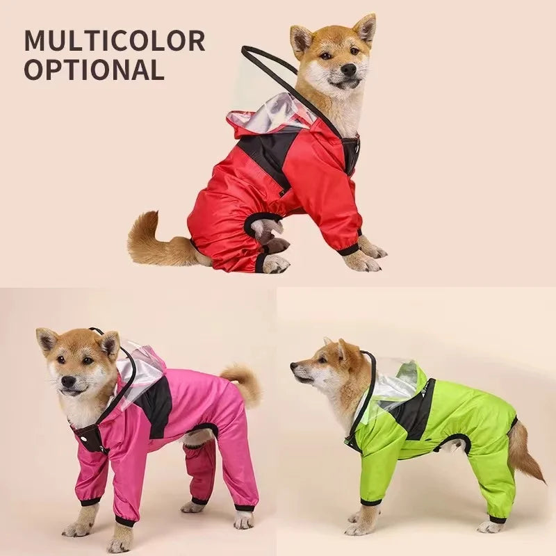 Pet Dog Raincoat Jumpsuit – Waterproof Pet Jacket with Hood