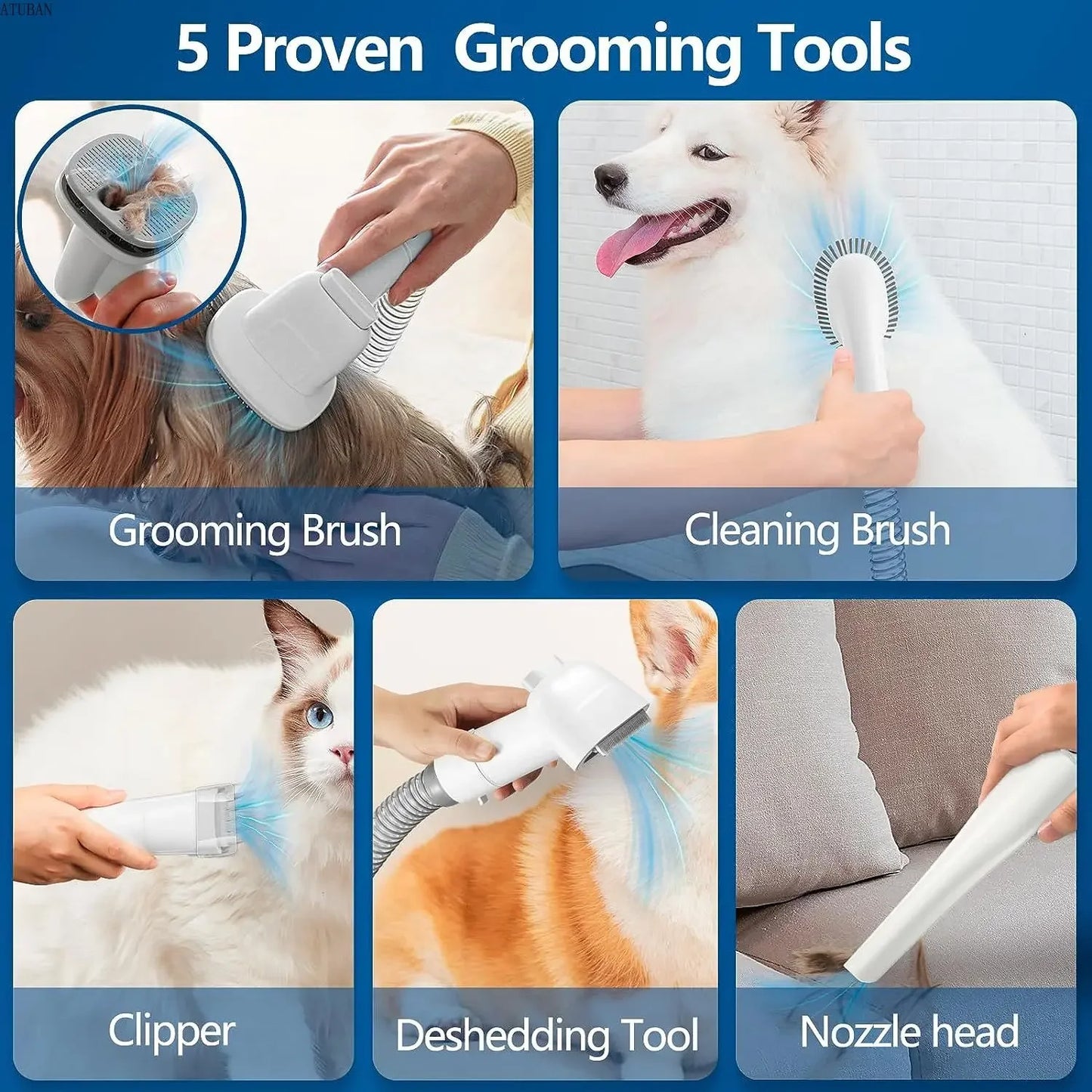 Pet Grooming Vacuum Kit – Reduce Shedding, Collect Hair, Keep Home Clean