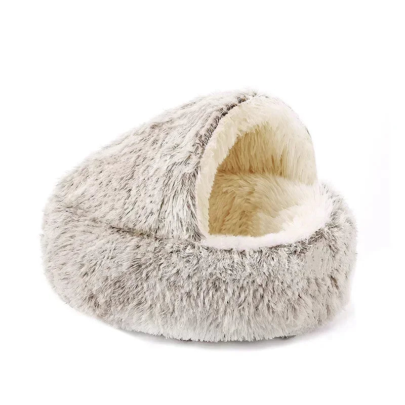 Winter Plush Cat Bed – Round Cozy Cushion for Small Cats