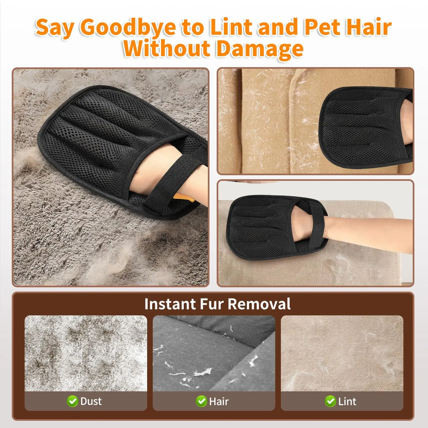 Pet Hair Removal Glove – 5-Finger Grooming & Deshedding for Cats & Dogs