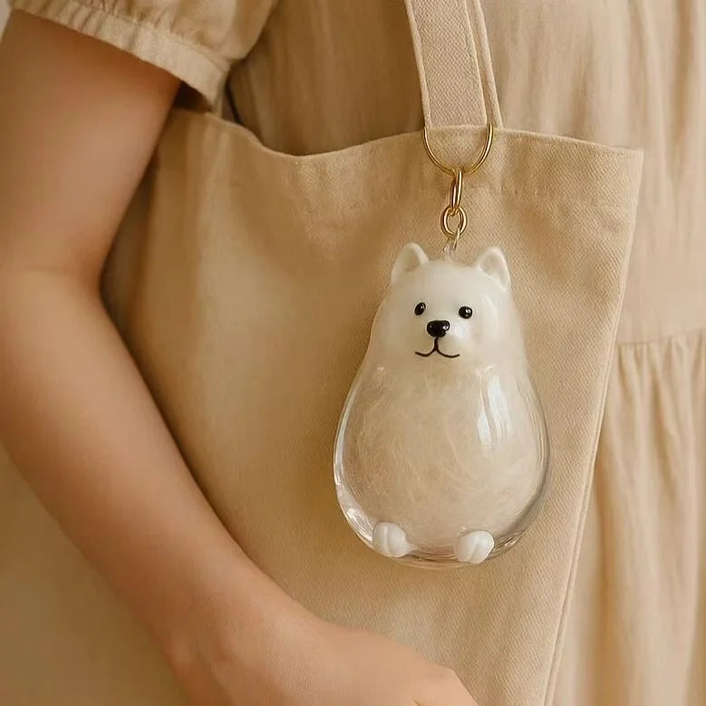 Dog & Cat Fur Keychain – Capsule Pendant for Pet Keepsakes