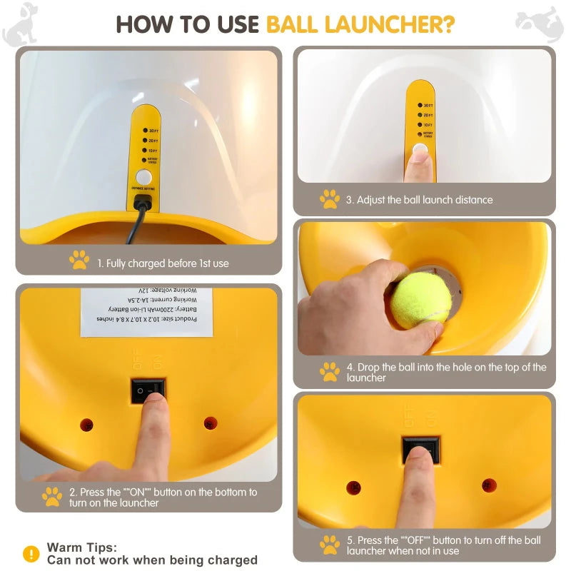 Automatic Dog Tennis Ball Launcher – Rechargeable Interactive Toy