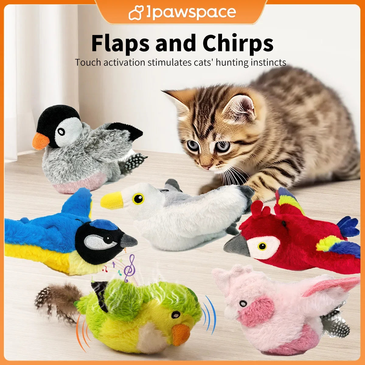 Flapping Bird Cat Toy – Interactive Plush with Realistic Sound & Catnip