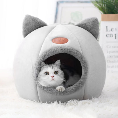 Cozy Winter Cat Bed – Deep Sleep Cave Nest for Pets