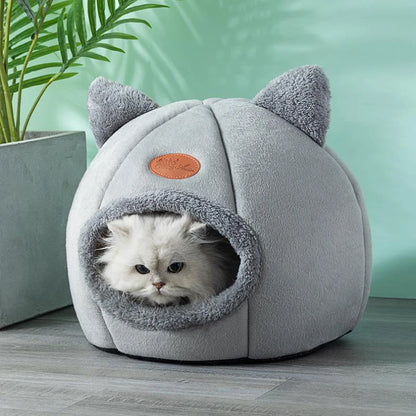 Cozy Winter Cat Bed – Deep Sleep Cave Nest for Pets