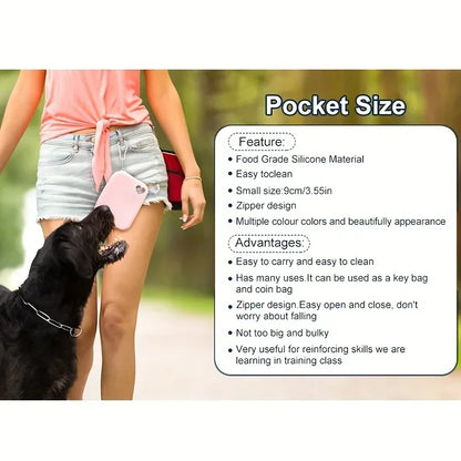 Portable Silicone Dog Treat Pouch – Leak-Proof Training Bag