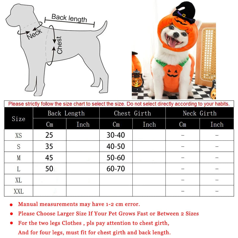 Halloween Pumpkin Costume for Dogs & Cats – Funny Outfit with Hat