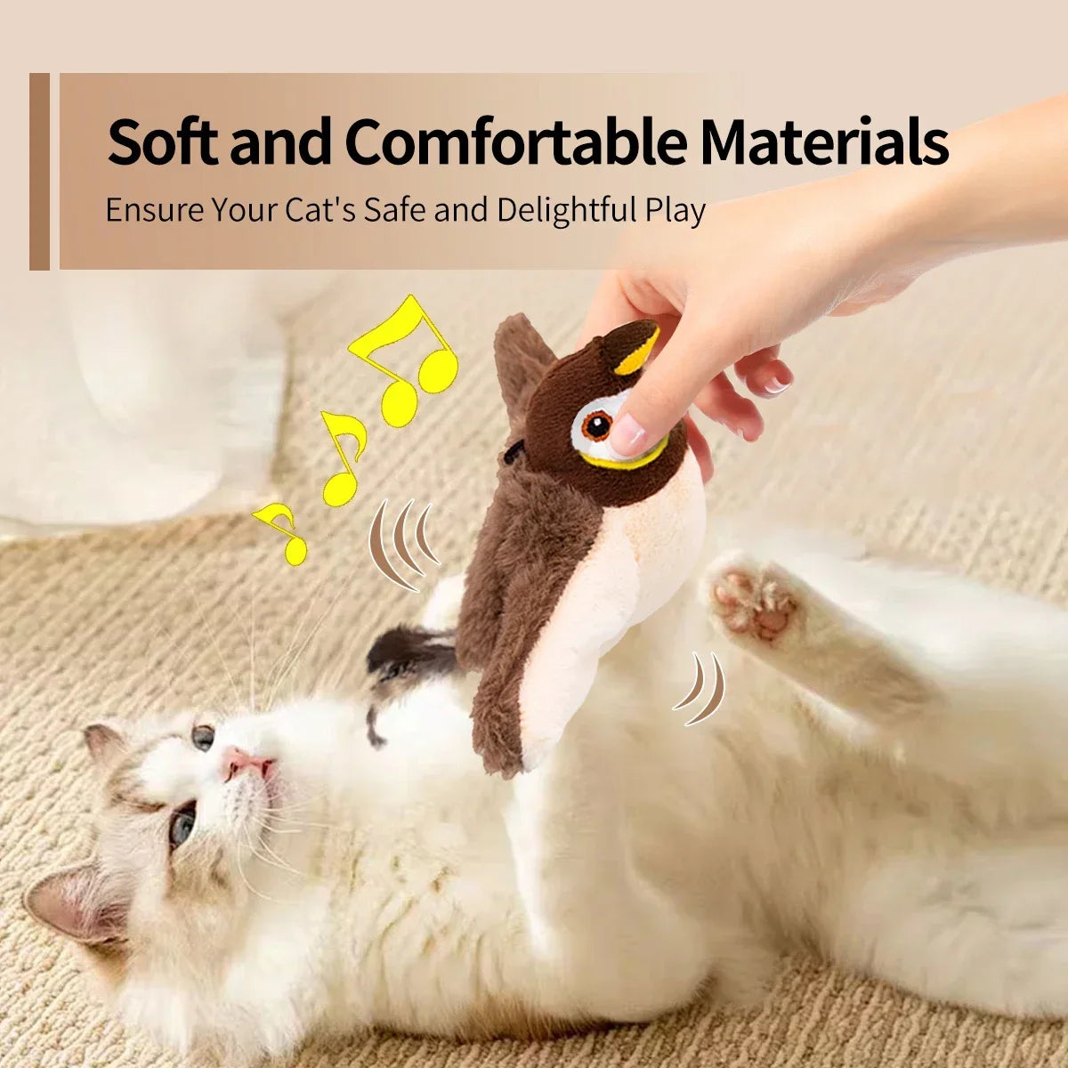 Flapping Bird Cat Toy – Interactive Plush with Realistic Sound & Catnip
