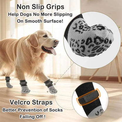 4-Pack Anti-Slip Dog Socks – Paw Protection with Strong Grip