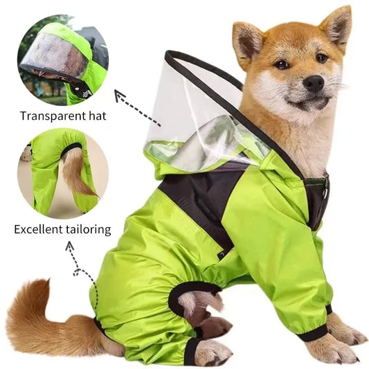 Pet Dog Raincoat Jumpsuit – Waterproof Pet Jacket with Hood
